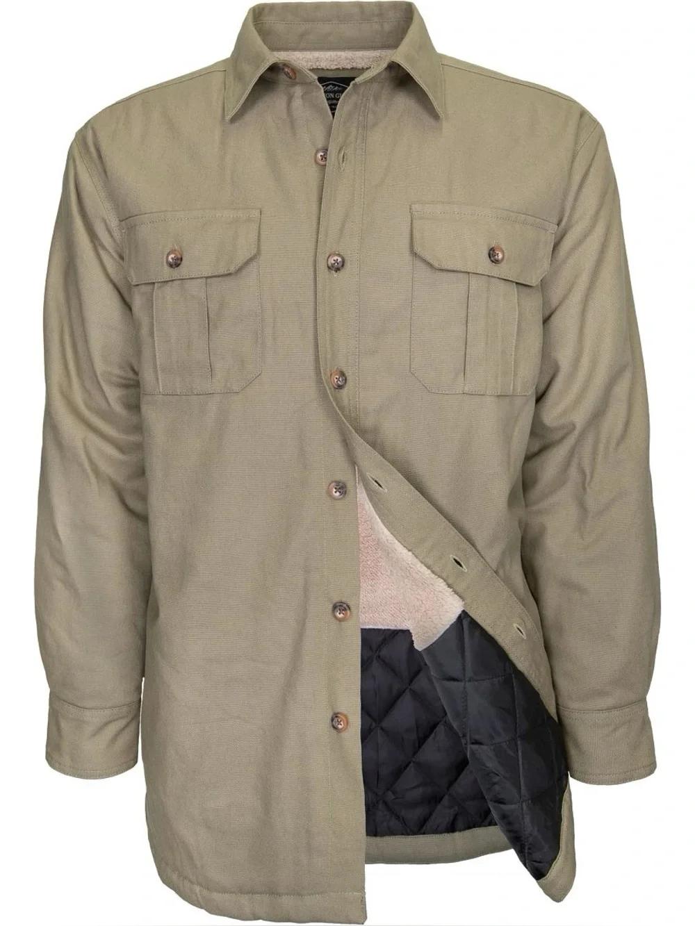 Canyon Guide Cotton Canvas Olive Sherpa Lined Shacket Size L